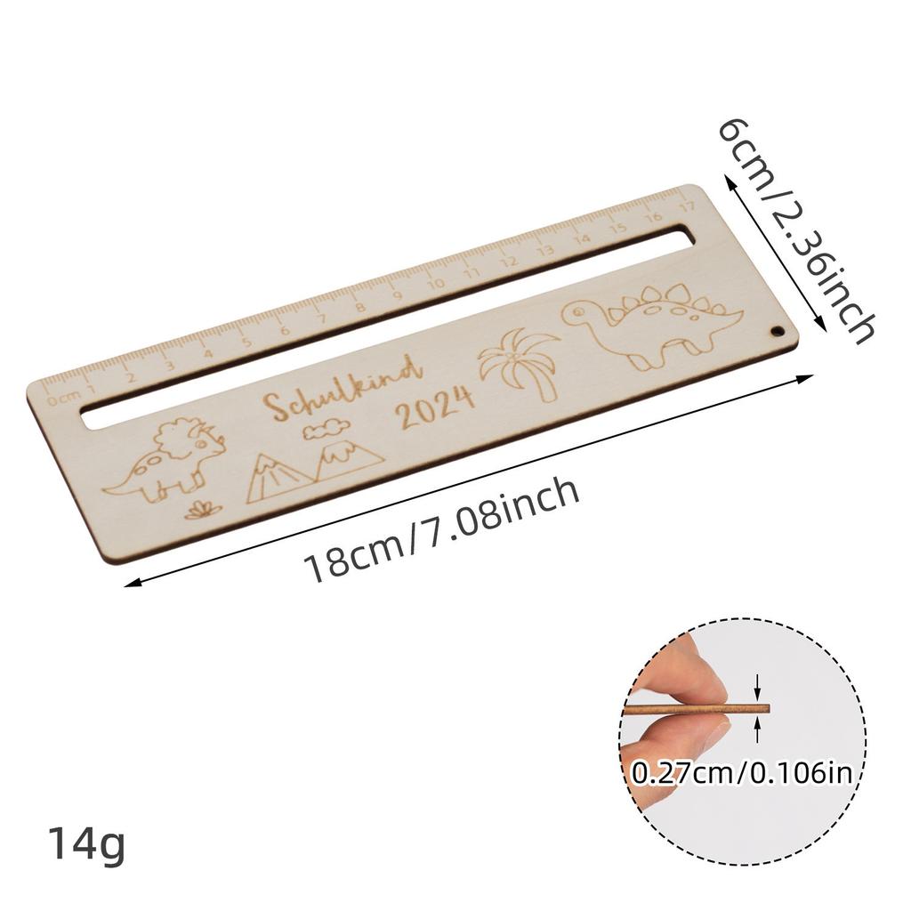 1 Piece Cute Cartoon Wood Straight Ruler Kawaii Tools Stationery Cartoon Drawing Christmas Gift Office School Measuring