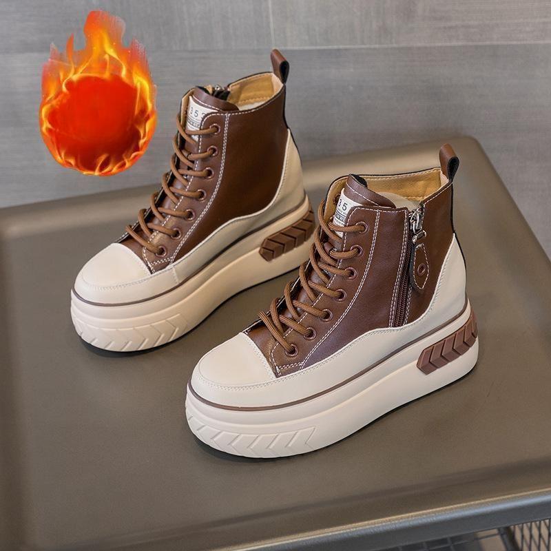 Натуральная кожа Show High Shoes Женские мягкие легкие ботинки с мягкой подошвой Маленькие туфли Pops в пределах высоты сетчатые красные кожаные кроссовки