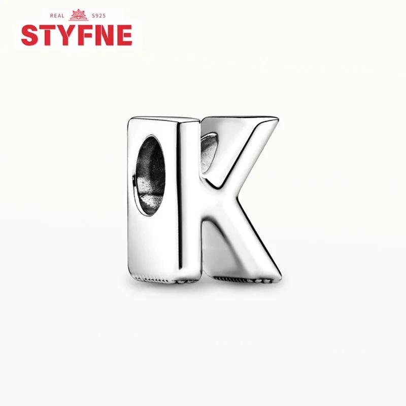 Silver 925 Alphabet Charms A-Z 26 Letters Fine Beads for DIY Jewelry Making Women Gifts Bracelet