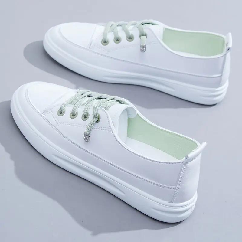 Мода Comemore Удобные Женские Повседневные Плоские Белые Туфли на Шнуровке Летние Вулканизированные Кроссовки Женские Легкие Мягкие Лоферы с Мелким Вырезом
