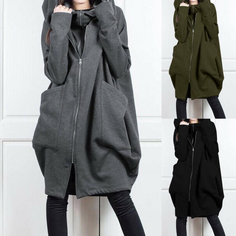 Women's 2024 Fast-Selling Zipper Hooded Pocket Sweatshirt, Mid-Length Two-Piece Loose Jacket