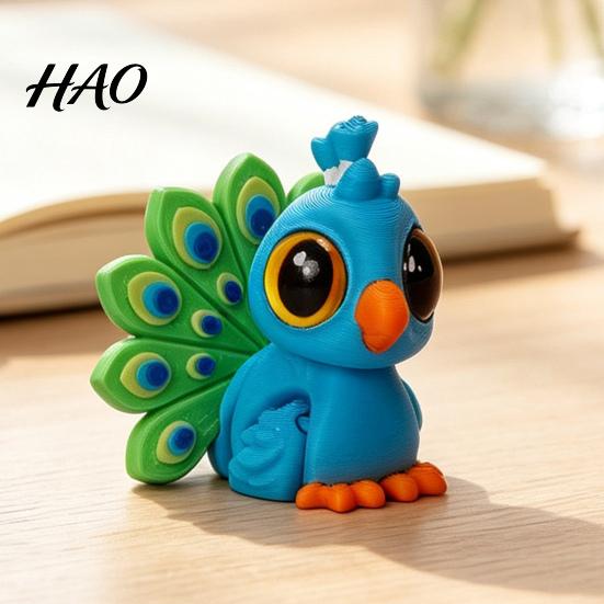 Articulated Peacock Toy 3D Printed Figurine, Movable Joint Fidget Toy, Cartoon Cute Desk Decor Desktop Ornament, Stress Relief Gift for Kids