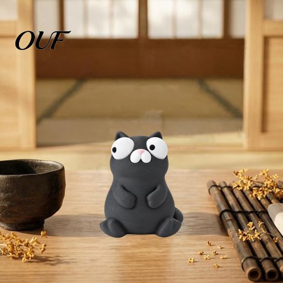 Desktop Ornaments 3D Printed Funny Cartoon Cat & Goose Figurine with Movable Eyes, Cute Animal Desk Decor, Stress Relief Gift for Home Office Healing