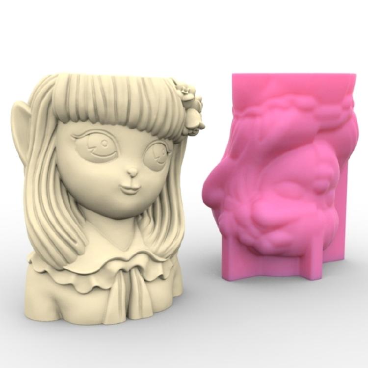 3D силиконовые формы из гипса для маленькой девочки для изготовления цветочных горшков для суккулентов