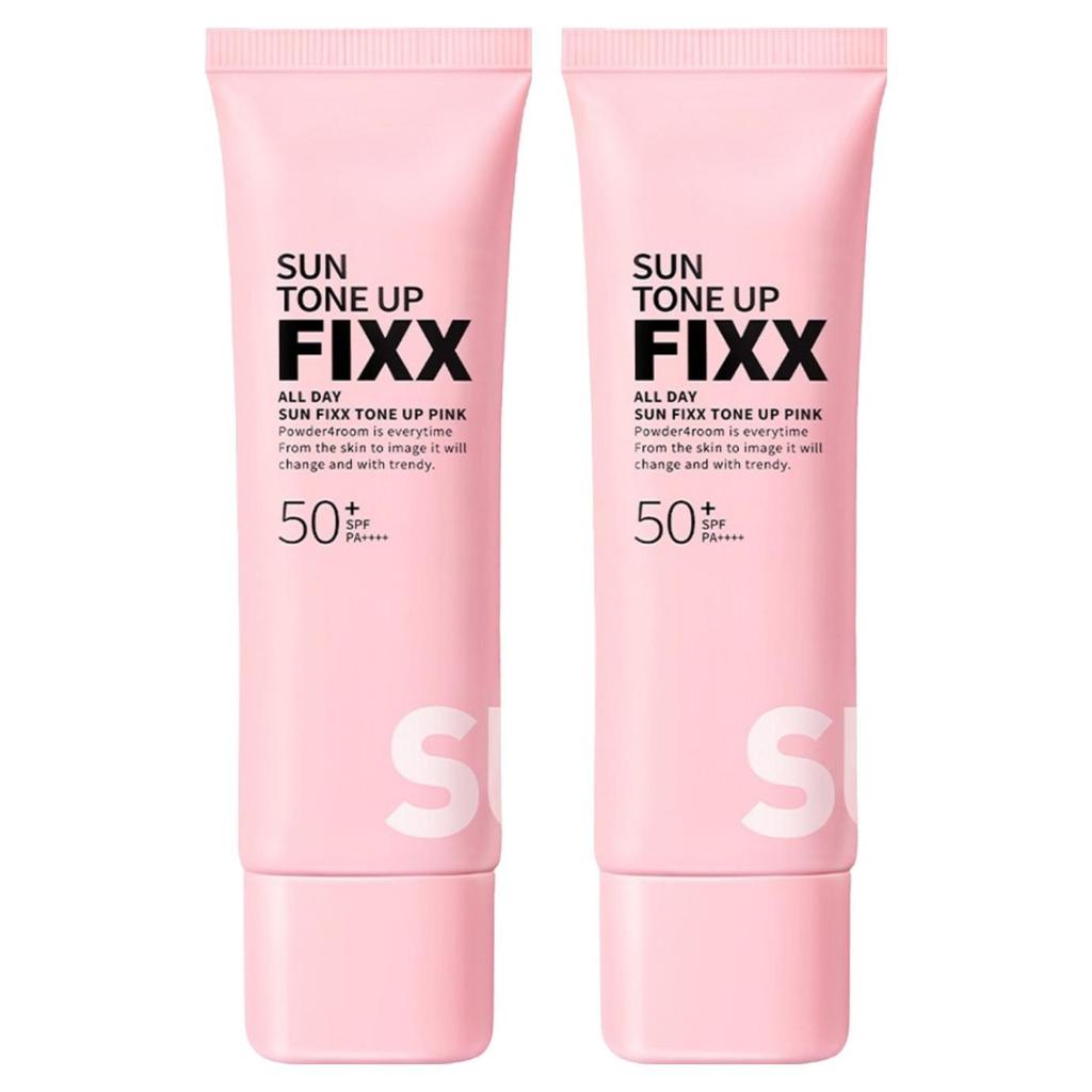 So Natural All Day Sun Fixer Tone Up Pink SPF 50+ PA++++ 50ml x 2ea - Long-Lasting Makeup Fixing Sunscreen & Brightening Pink Primer