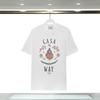 Casablanca Short Sleeve T-Shirt Couples Round Neck Loose Fit Cotton Casual Daily Wear