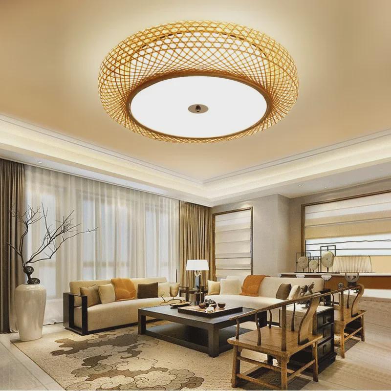 Bamboo Weave Ceiling Lamp: Chandelier for Homes, Tea Shops, or Private Rooms; Japanese Tatami Style.