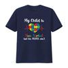Женская футболка My Child Non Verbal But HIs Mama Ain t Autism Awareness Mom Shirt Черная винтажная стираная топ для повседневной носки Немного