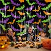 Halloween Beaded Curtain Party Backdrop Spooky Photo Booth Decor Gothic Door Hanging Ghost Pumpkin Bat Theme