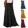 Женская макси-юбка с высокой талией и эластичным поясом, однотонная однотонная юбка трапециевидной формы с рюшами, длинная юбка для праздника и вечеринки, уличная одежда