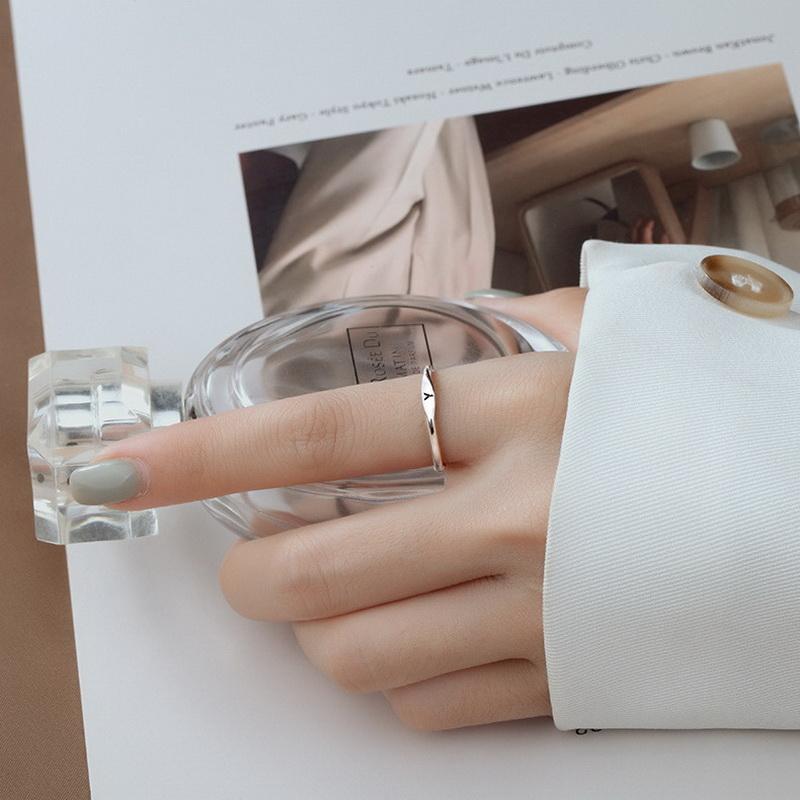 Минималистское кольцо с инициалами AZ 26, кольца с буквами для женщин, корейское простое регулируемое кольцо из серебра 925 пробы, подарок на день рождения