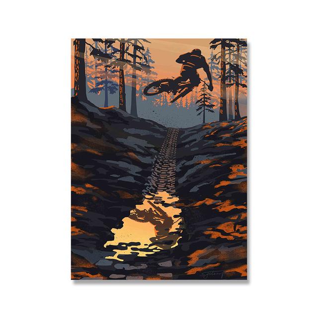 Ретро езда на велосипеде с горным пейзажем, постеры и принты, картины на холсте, настенные художественные картины для велосипеда, домашний декор для спальни, без рамки