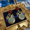 Новые китайские ретро-серьги-ленты из халцедона в стиле суда с эмалью, покрытые агатом, серьги из настоящего золота премиум-класса с легким покрытием
