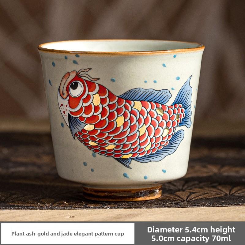 Золотой и нефритовый полный зал арована маленькая чайная чашка керамическая домашняя мастер-чашка одинарная чашка чашка для дегустации чая набор для чая кунг-фу подарочная коробка