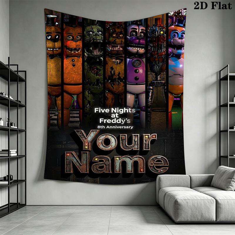Name Custom Freddy Nights Wall Tapestry Aesthetic Wall Hanging Printed Fabric Blanket Decorative Tapestries for Bedroom Living Room Home Decor
