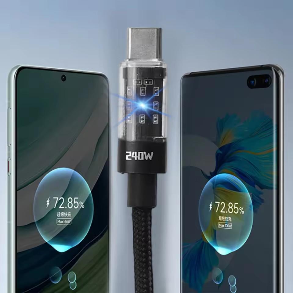 240 В Нейлоновый Кабель Тип C USB Супер Быстрая Зарядка Кабель Для Samsung Xiaomi Huawei Honor Светодиодный Цифровой Дисплей Быстрое Зарядное Устройство Кабель для Передачи Данных