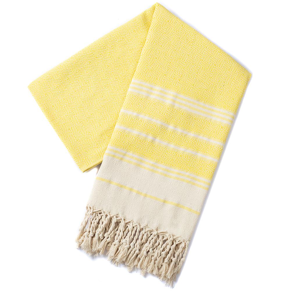 Cotton Turkish beach towel New diamond grid sports and fitness tassel bath towel kitchen towel soft absorbent quick