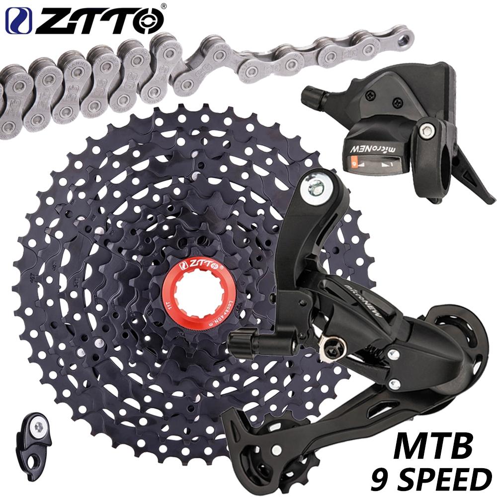 ZTTO Комплект 9 скоростей для MTB 1X9 Манетка Задний переключатель 9 скоростей Кассета 50T K7 Звездочки Запчасти Для m370 m430 m590 DEORE Однозвездная система