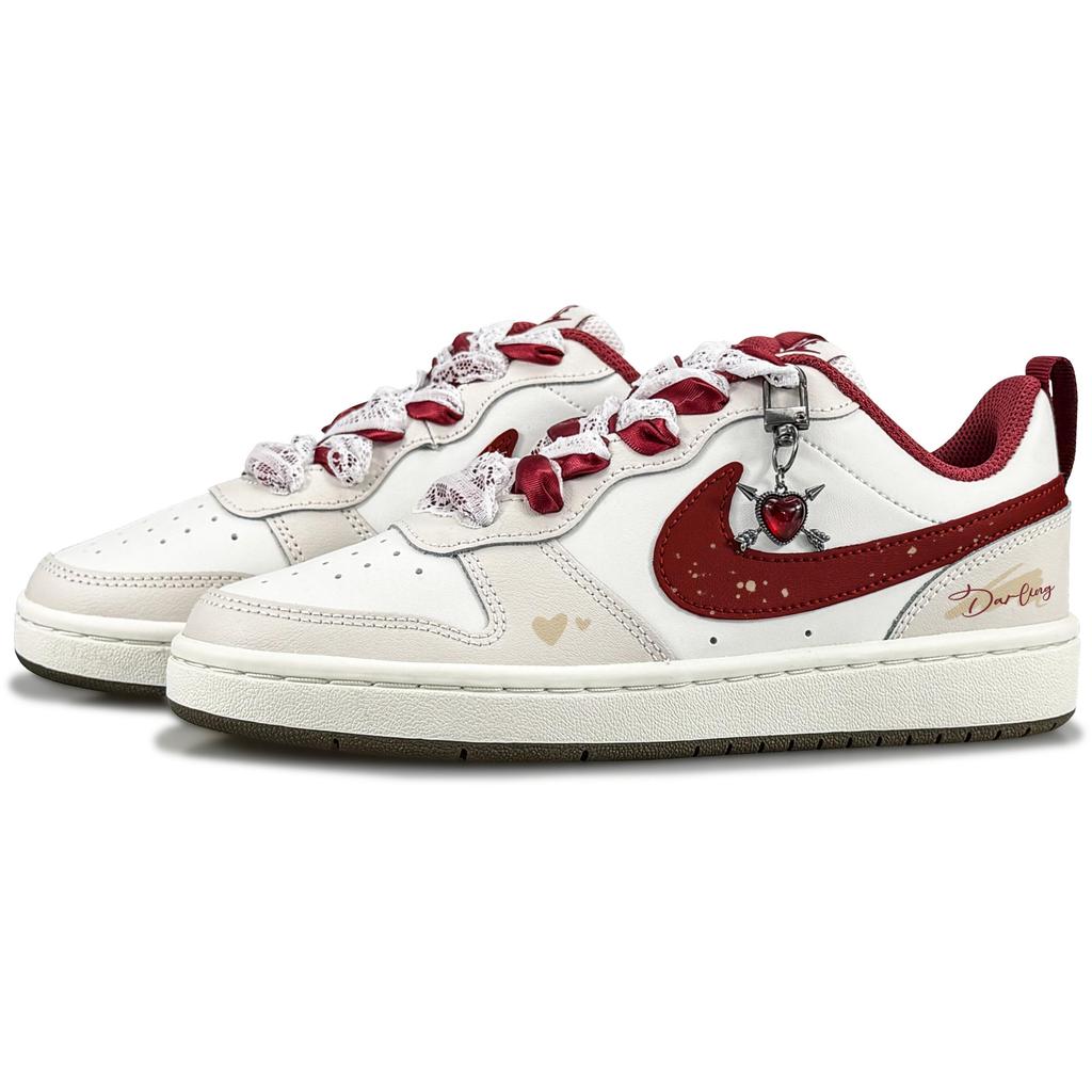 Nike Court Borough Heart Shaped Candy Drops Slip Resistant Abrasion Resistant Low top Skateboard Shoes Women's Red IQ9797-121(Team1283-)