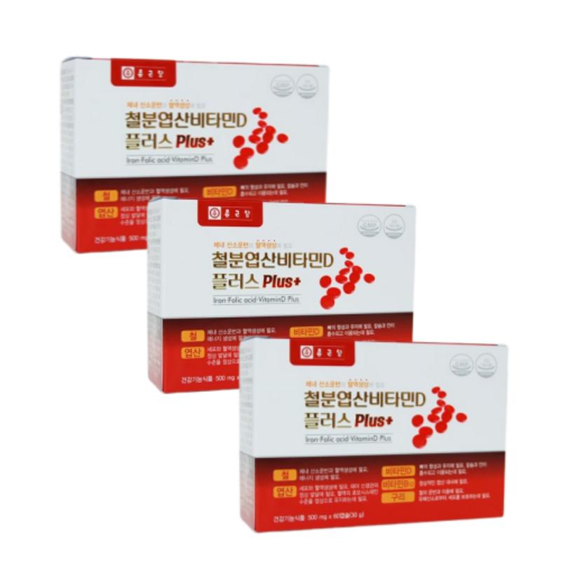 Chong Kun Dang Iron Folic Acid Vitamin D Plus, 60 tablets, 3 units
