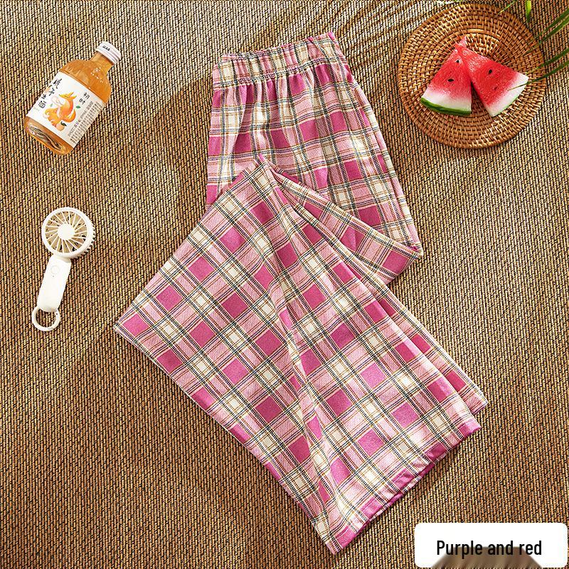Spring/Summer 2025 Women's Checkered Loose Slimming Wide-Leg Pants - Korean Style Trend