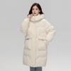 Женский элитный пуховик средней длины, зимняя свободная куртка на белом утином пуху