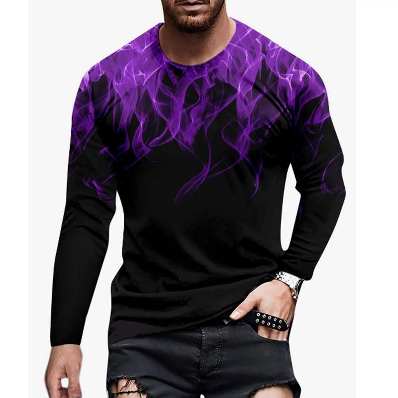Spring Autumn Men Casual 3D Digital Print Hip Hop T Shirt Men Sport Long Sleeve Round Neck Fitness Tops T Shirt