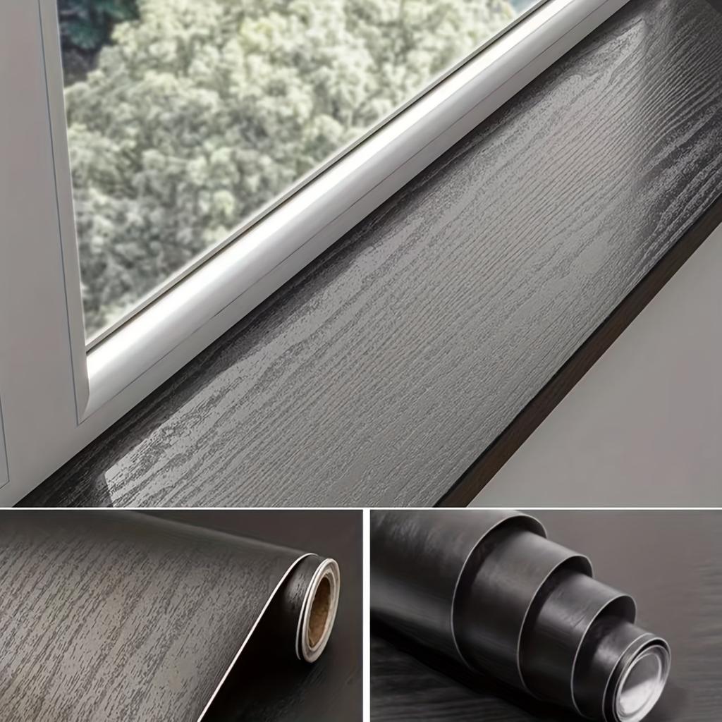 1 Roll, Self-Adhesive Black and White Wood Grain Window Sill Stickers, Waterproof & - Suitable for Furniture, Cabinets, and Threshold Renovation