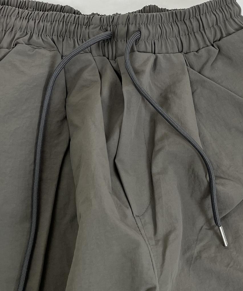 SK8ER ROCK Knee Tuck Cargo Nylon Wide Pants Dimgray
