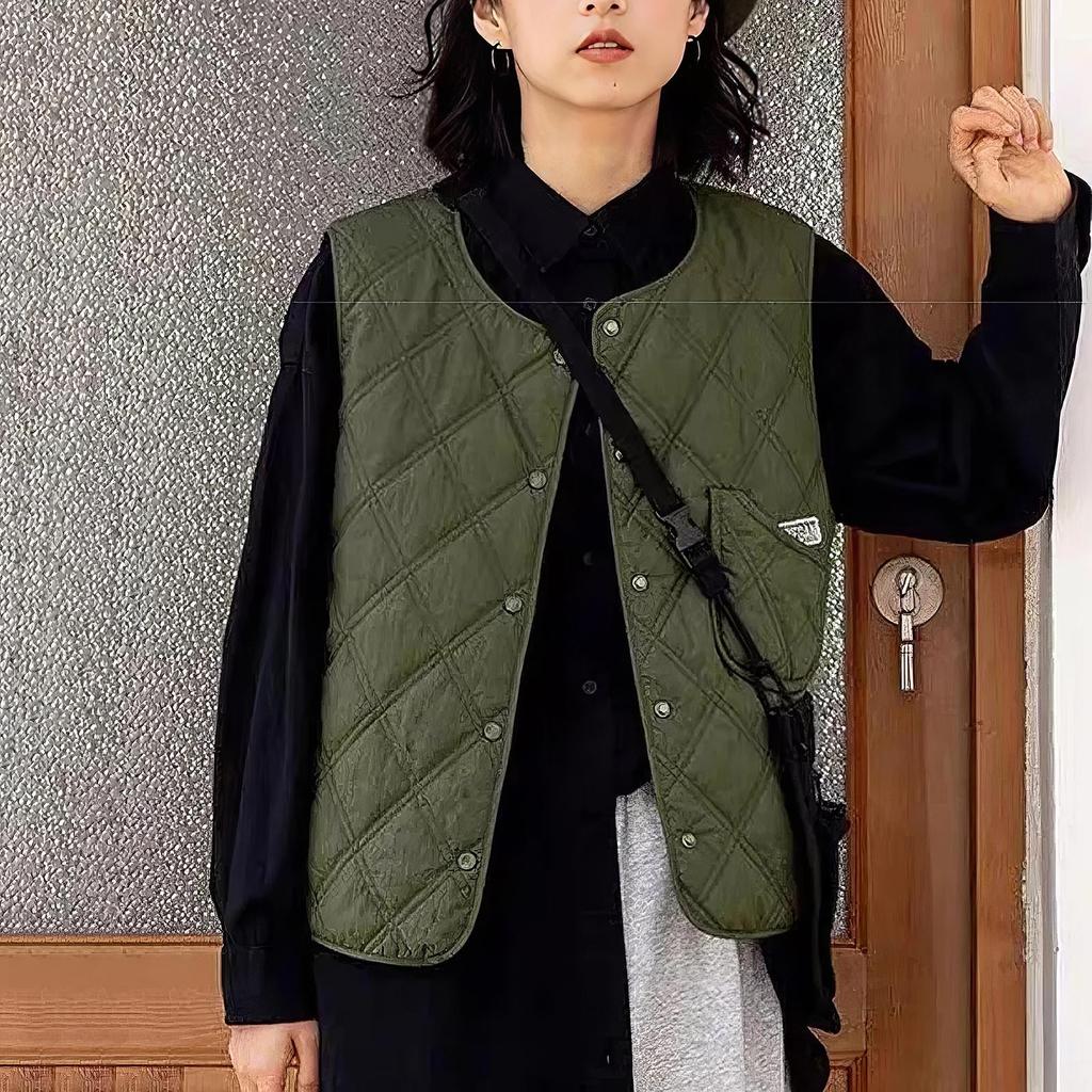 Женская мода стеганый жилет в клетку с ромбами, куртка с хлопковой подкладкой