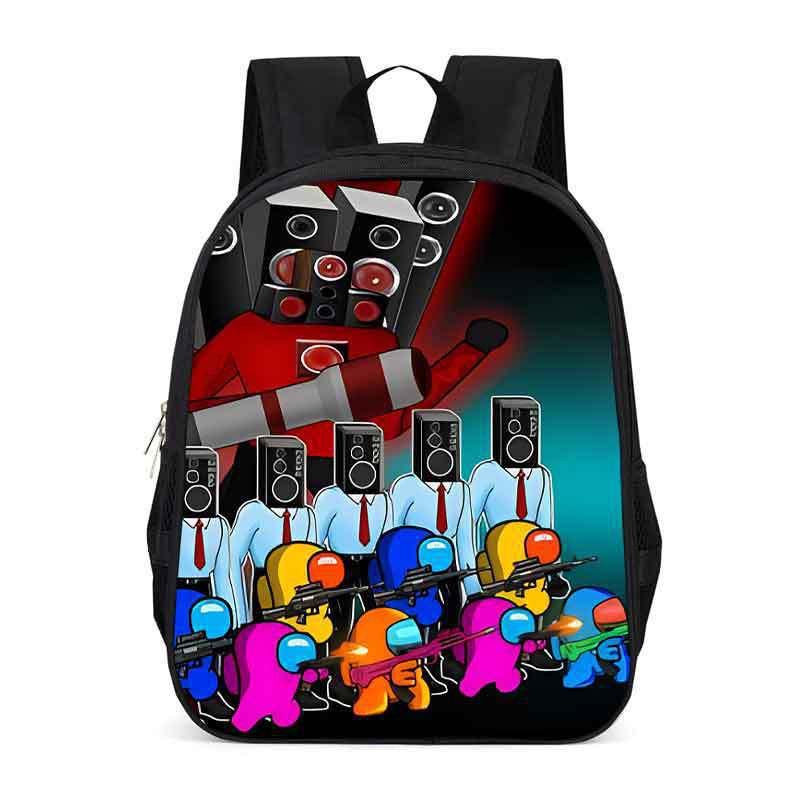 Kids School Backpack Elementary Students Large Capacity Oxford Fabric Bag With Ergonomic Back Support Cartoon Print