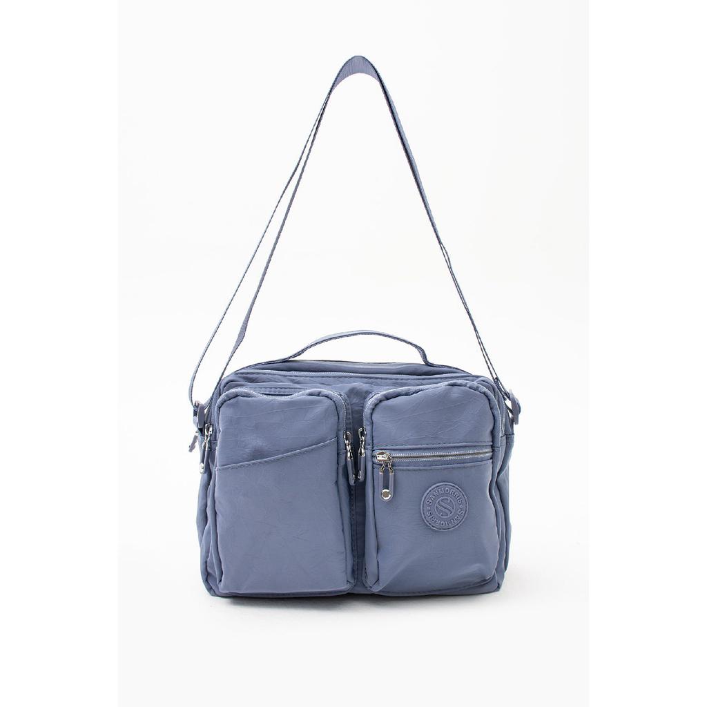 Women's Multi-pocket Waterproof Satin Fabric Adjustable Cross Strap Shoulder Bag