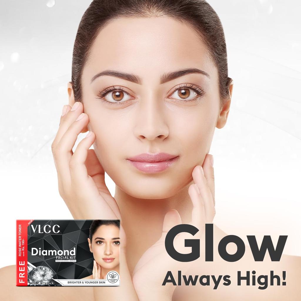 VLCC Набор для лица с бриллиантами 300 г + Тоник с розовой водой 100 мл Очищающая маска для лица для домашнего использования