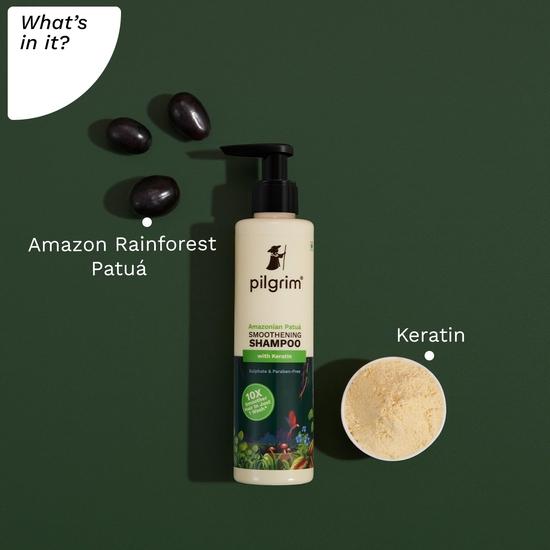 Pilgrim Patuá & Keratin Hair SMOOTHENING SHAMPOO для сухих и вьющихся волос | Шампунь без сульфатов и парабенов для женщин и мужчин | 200 мл
