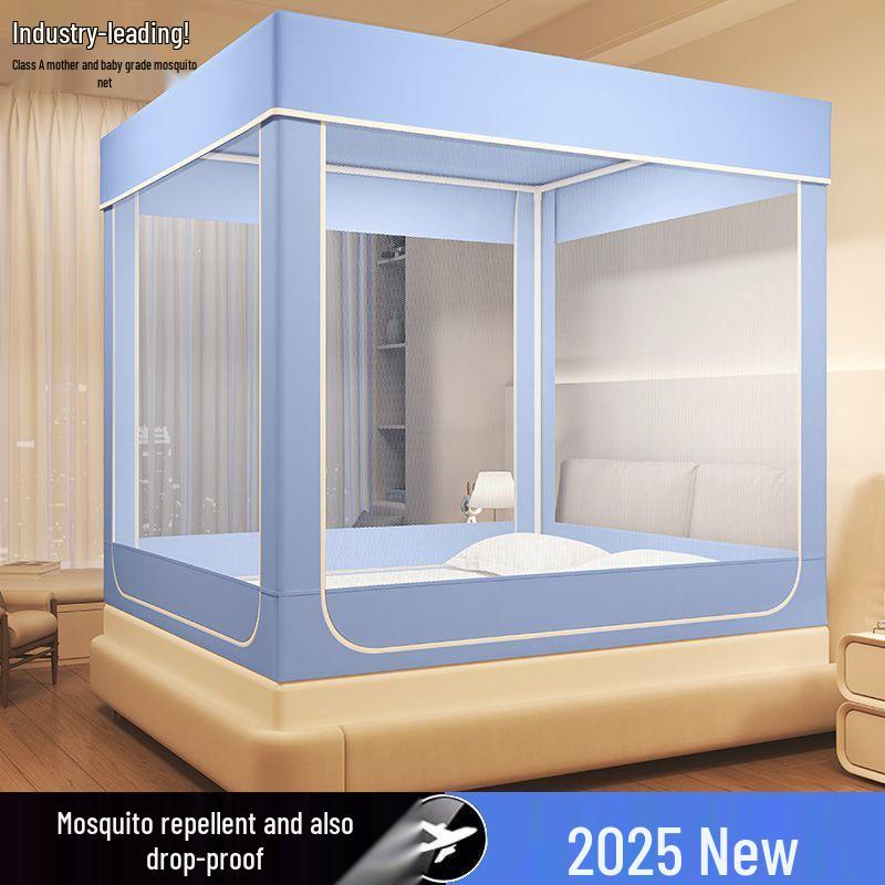 Anti-Fall Mosquito Net and Dustproof Blackout Bed Canopy for Children, Sit-On Style for Single/Double Beds
