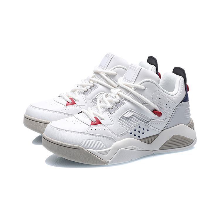 Li-Ning Синтетическая кожа амортизирующие нескользящие износостойкие низкие ретро баскетбольные кроссовки женские кроссовки белые AGBR022-2