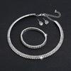 3Pcs/Set   Bridal Jewelry For Women Charm Silver Color  Necklace Earrings Bracelet Wedding Party Jewelry