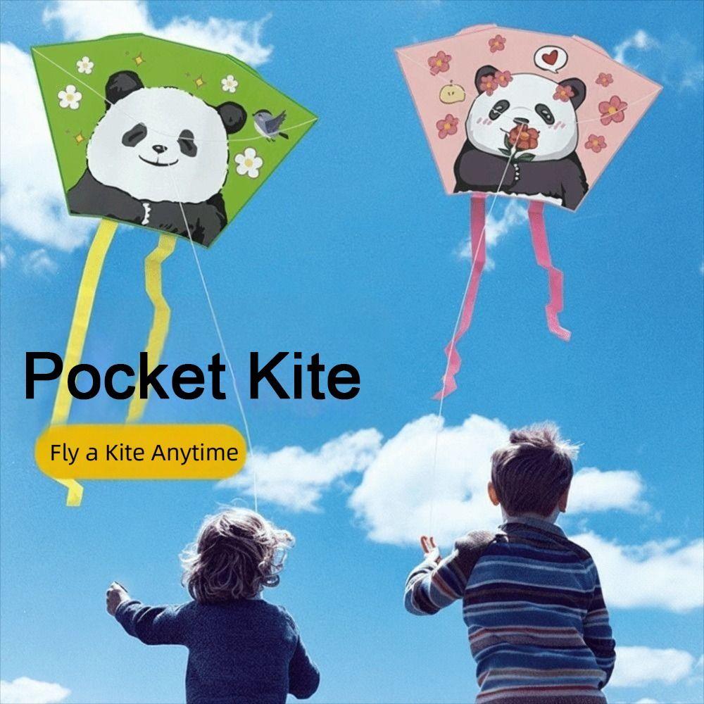 Handheld Animal Kite Portable Foldable Kite Breeze to Fly Cartoon Panda Kite Children Sports