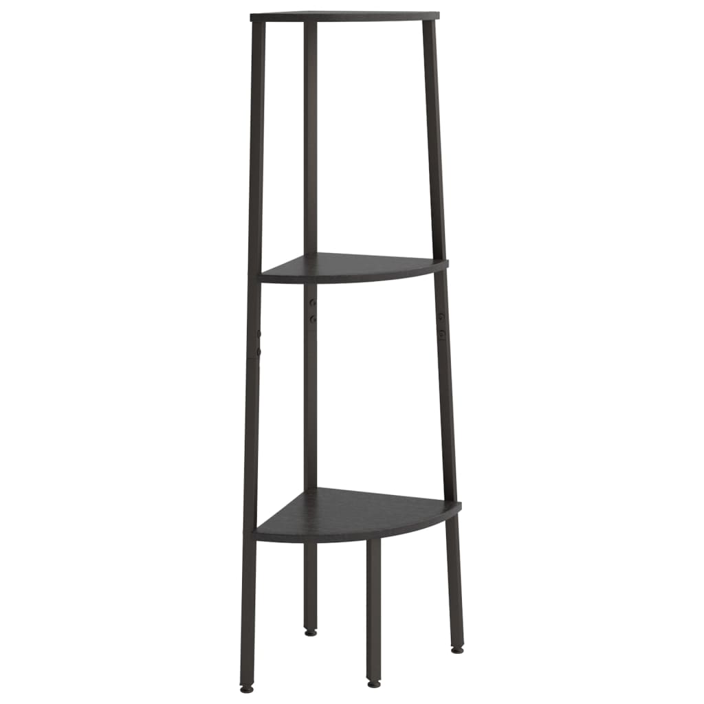 Corner Shelf with 3 Shelves Black 45.5 x 31.5 x 120 cm