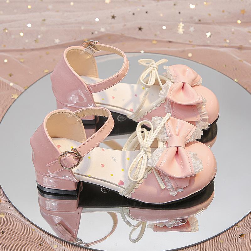2026New children's sandals, soft-soled princess shoes, summer bowknot Lolita style, little girls' leather shoes, sweet and cute