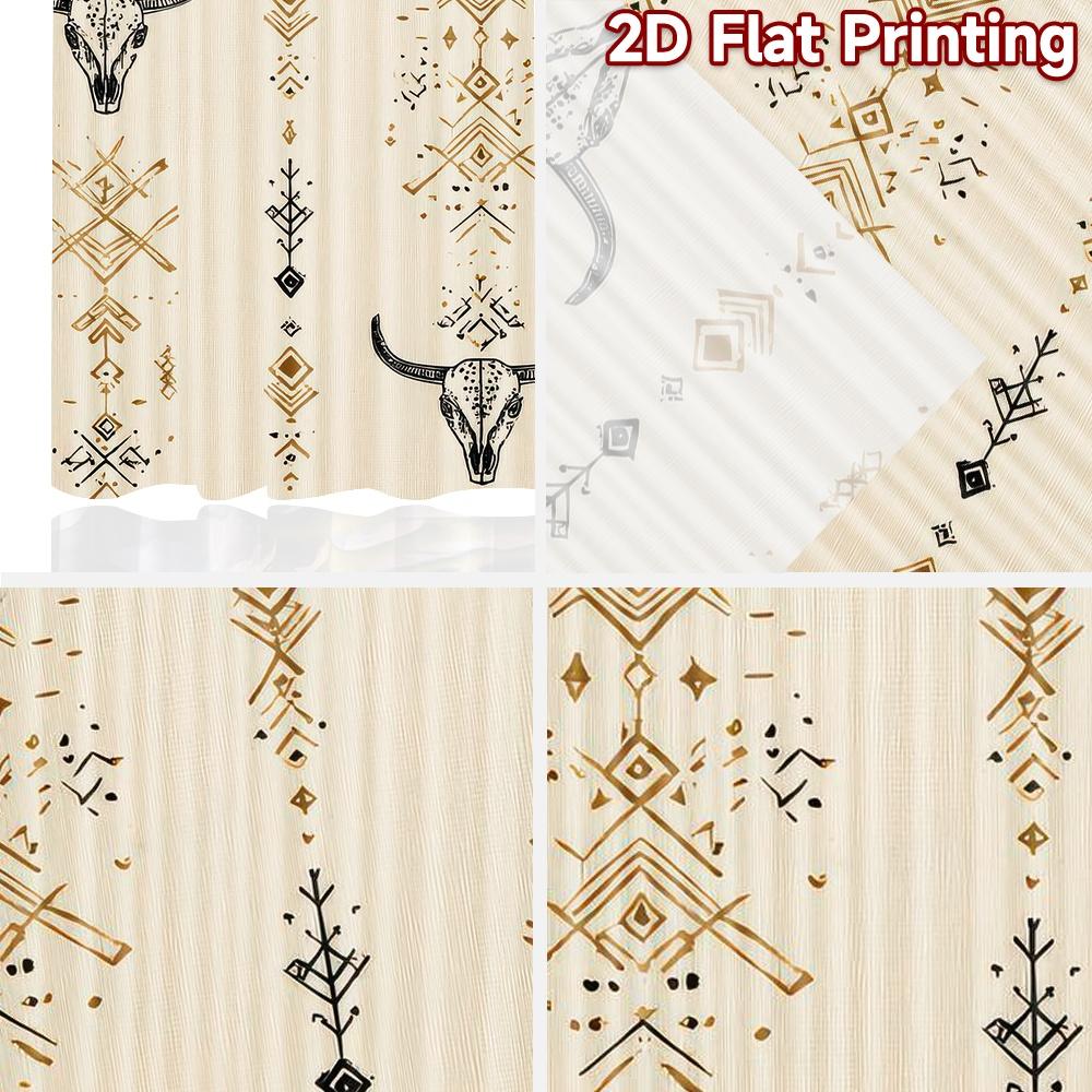 2D flat Photography Backdrop Scene Tapestry Bull Skulls and Geometric Shapes 100% Polyester Party Decorations Use for Indoor