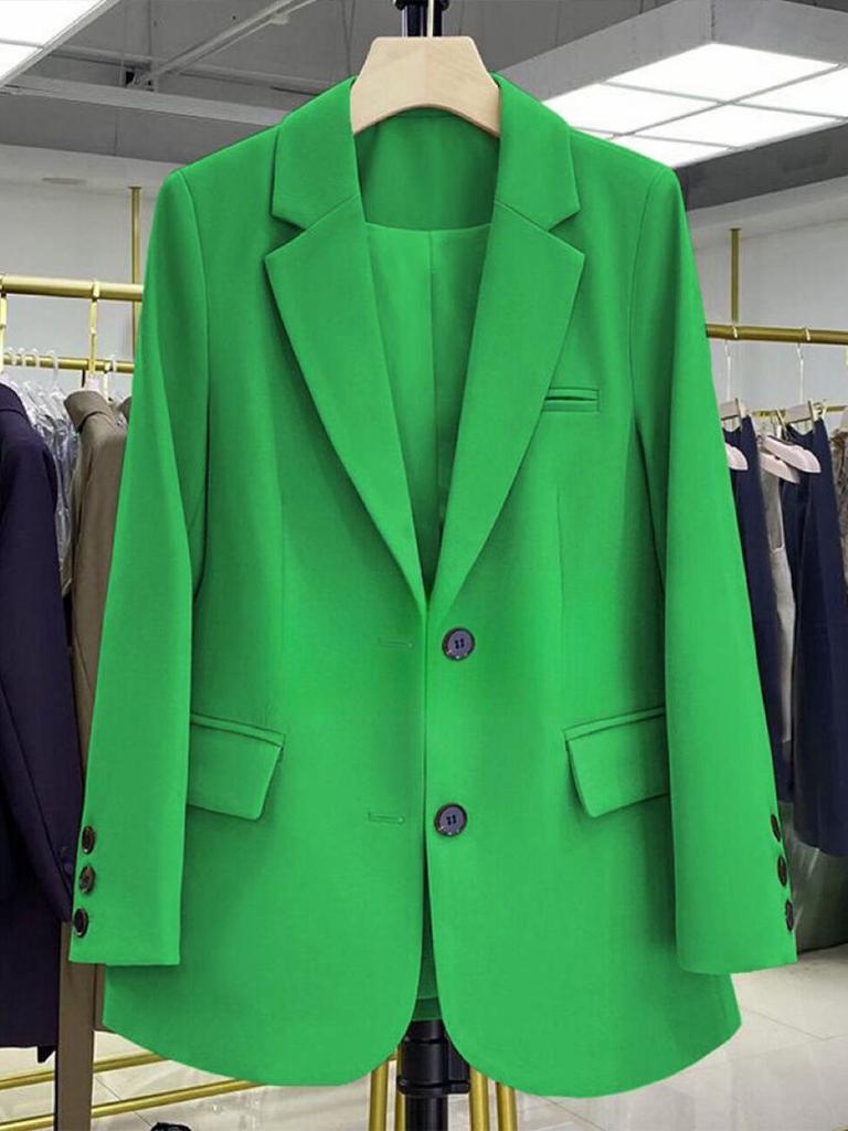 Women's Khaki Suit Jacket - 2024 Spring/Autumn Collection: Elegant, High-End Street Style for the Leisure Season