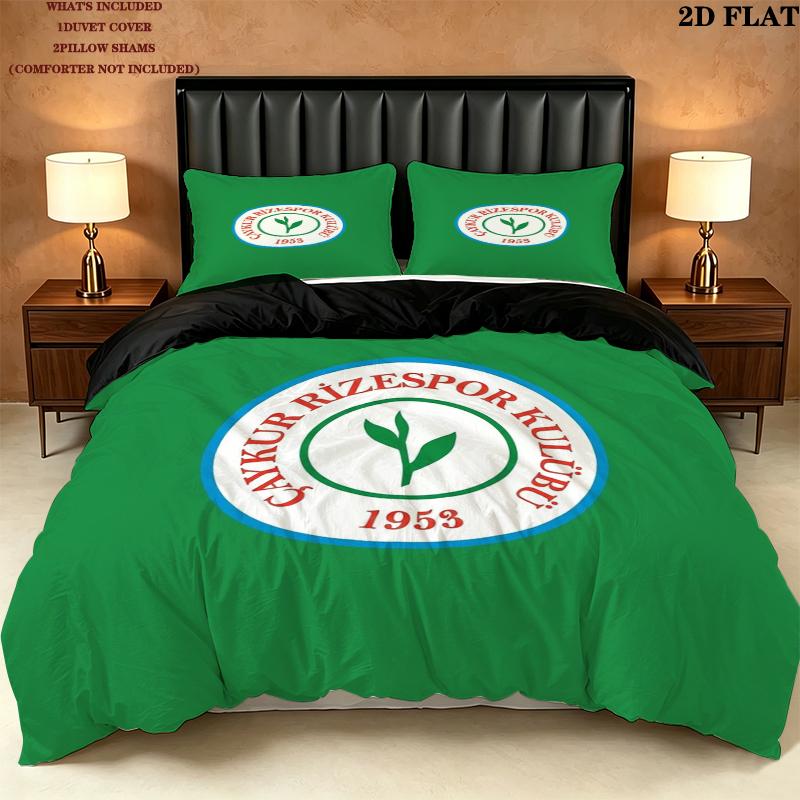 Caykur Rizespor Pattern Bedding uilt Set uilt Cover Pillowcase Home Decoration Birthday Gift (1 * duvet cover + 2 * pillowcase without core)