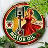 Ретро Круглая Металлическая Вывеска Texaco Бензин Винтажная Алюминиевая Декор Стены Гаража Всепогодная Для Мужской Комнаты Бара