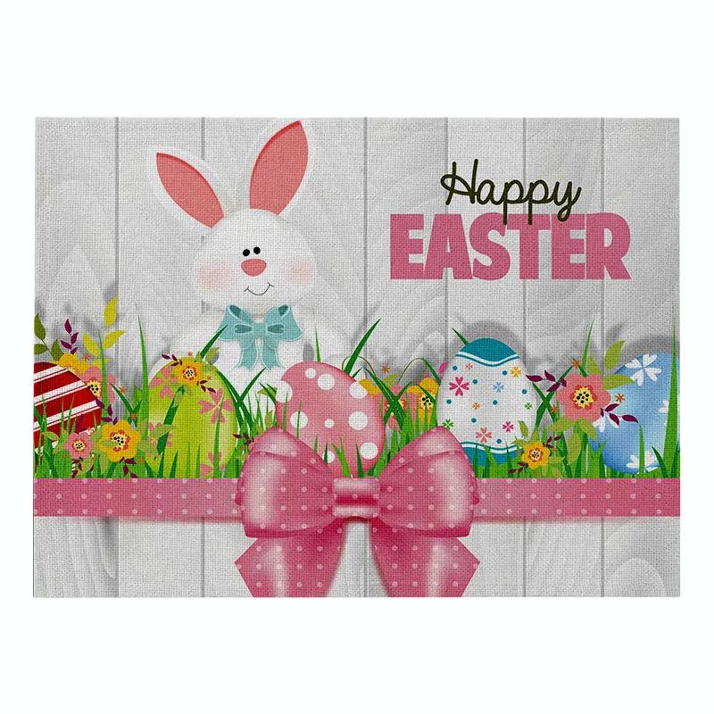 Easter meal mat heat-resistant cotton and linen Western style mat home decor cartoon rabbit kitchen insulation coaster