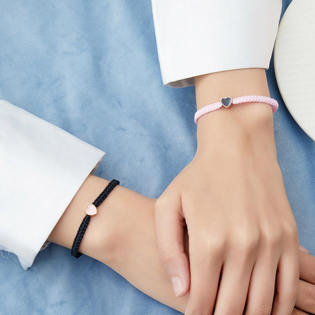 Парные браслеты из бисера с 2 сердечками для пар и лучших друзей, регулируемые плетеные браслеты-нити для подарков на День святого Валентина