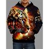Lion 3d Print Hoodies For Men, Graphic Hoodie With Kangaroo Pocket, Comfy Loose Trendy Hooded Pullover, Mens Clothing for Winter