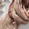 Unisex Shawl Scarf Gradient Color Versatile Wrinkled Long Scarf Autumn Winter Wind-Proof Cold-Resistant Shawl Wrap