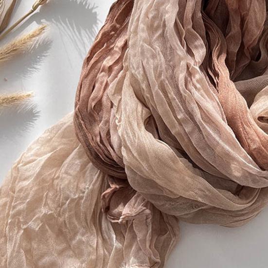 Unisex Shawl Scarf Gradient Color Versatile Wrinkled Long Scarf Autumn Winter Wind-Proof Cold-Resistant Shawl Wrap