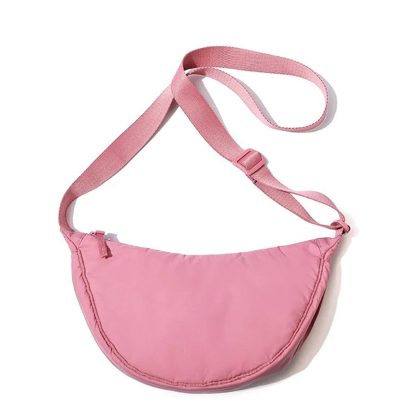 Solid Women's Portable Shoulder Bag Simple Female Nylon Cloth Padded Crossbody Bags Travel Purse Handbags Messenger Bag